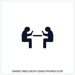 Dining Table Both Using Phones Icon