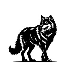 Powerful Howling Wolf Vector – Wild Animal Silhouette