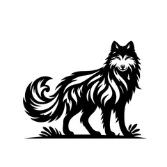 Standing Alpha Wolf Vector – Wild Predator Silhouette