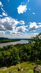 Scenic river view from a hilltop
