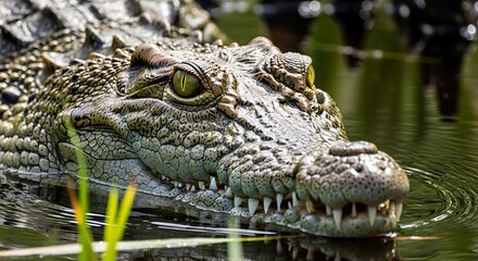 Obraz premium Crocodile in Water, Wildlife, Nature, Close-up, Dangerous Animal.