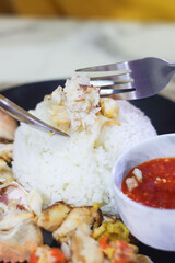 Cooked Mud Crab Meat on Rice