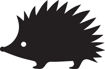 Hedgehog animal black and white silhouette vector illustration
