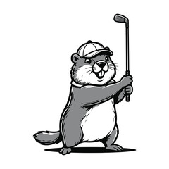 groundhog playing golf