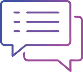 Two speech bubbles with text lines and gradient outline