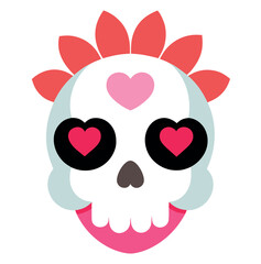Valentine skull with heart illustration