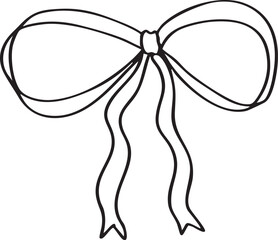 Cute Coquette Ribbon Outline. Hand Drawn Bow Clipart. Minimalist coquette ribbon clipart perfect for coloring pages, fashion design, stationery, scrapbooking, digital stickers, invitations