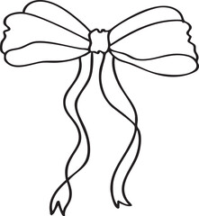 Cute Coquette Ribbon Outline. Hand Drawn Bow Clipart. Minimalist coquette ribbon clipart perfect for coloring pages, fashion design, stationery, scrapbooking, digital stickers, invitations