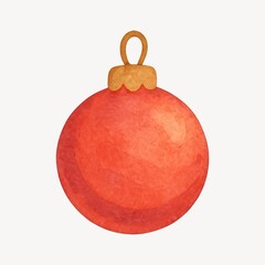 Obraz premium Watercolor red Christmas ornament.