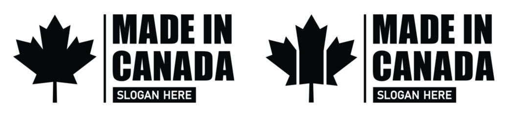 Made in Canada label icon, vector illustration.