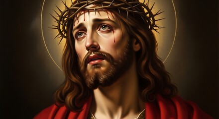 Jesus Christ Crown of Thorns Portrait.
