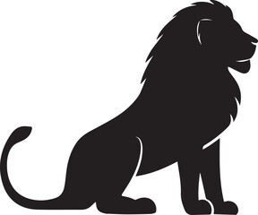 Black lion silhouette vector, black and white silhouette vector illustration