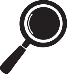 Black Magnifying glass icon search tool silhouette vector, black and white silhouette vector illustration
