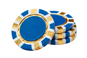 Detailed Stacked Blue and Gold Gaming Chip for Casino Gambling. Ai Generated Images
