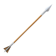 A vintagestyle arrow with a sharp metal arrowhead, a wooden shaft, and fletching, isolated on a transparent background, representing history or archery