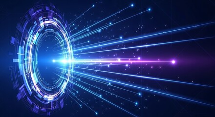 Fototapeta premium Futuristic Teleportation or Quantum Computing Concept