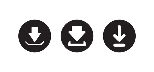 Download icon set, download button - save file icon, import data storage icon button, Download icon files, Vector lllustration EPS 10.