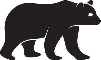 Black bear walking profile silhouette vector, black and white silhouette vector illustration