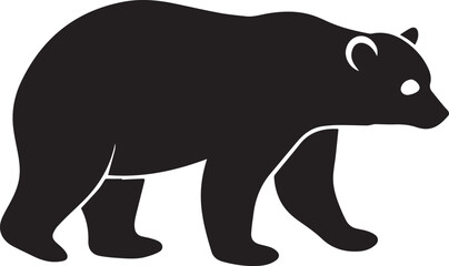 Black bear walking profile silhouette vector, black and white silhouette vector illustration