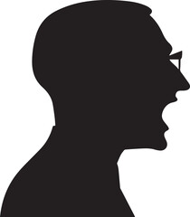 Black man talking, communication silhouette vector, black and white silhouette vector illustration