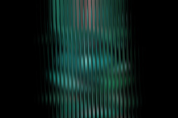 Abstract vertical streaks of emerald green and teal light create a mystical and ethereal waterfall effect against a deep black background