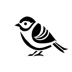 A charming and stylized illustration of a small bird. Its clean lines and bold black-and-white contrast give it a modern, graphic look perfect for logos, stickers, and decorative art.
