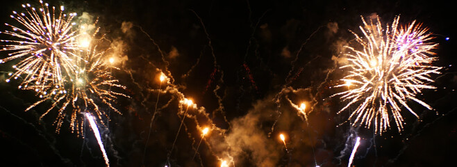 Banner Golden Firework celebrate anniversary independence day night time celebrate national...