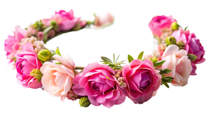 Pink flower crown glory closeup on isolated on a transparent background floral nature