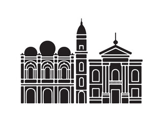 City Landmark Hall,  Distinct architecture for central plazas,  Bulding vector silhouette collection, vector illustration eps 10.