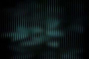 Abstract vertical stripes create a mesmerizing pattern of light and shadow in deep teal and black tones