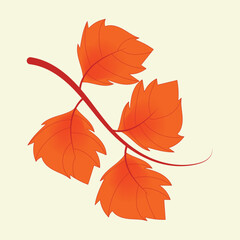 Naklejka premium Flat style autumn branch with orange leaves on a light background. Perfect for fall themes, seasonal decoration, nature design, Thanksgiving elements