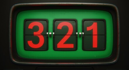 Retro Countdown Timer Displaying Numbers Three Two One in Orange and Green