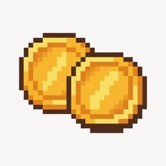 Pixelated golden coins illustration.