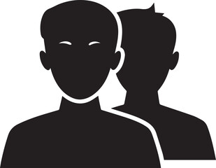2 Person avatar profile silhouette vector, black and white silhouette vector illustration