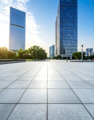 Fototapeta premium Modern city plaza at dawn