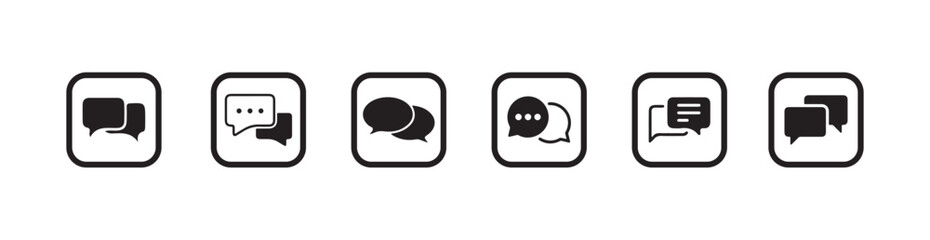 Set of black and white speech bubble icons with chat symbols, flat design,  Talk baloon icons, Chat speech bubble, Vector lllustration EPS 10.