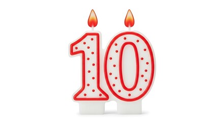 Celebrating a Decade - Number Candles for a 10th Birthday.