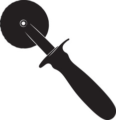 Pizza cutting wheel tool silhouette vector, black and white silhouette vector illustration