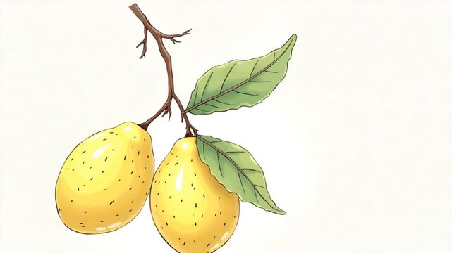 Animated self drawing of continuous line draw whole fresh marula fruit for home decor wall art poster print. Decorative sclerocarya birrea plant garden logo template. Full length single line animation