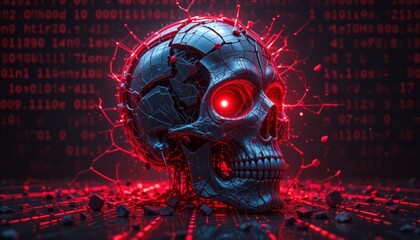 A Demonic Skull with an Explosive Red Glow