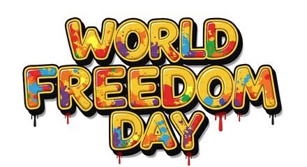 Fototapeta premium World freedom day vector illustration with colorful text isolated on white background for banner design