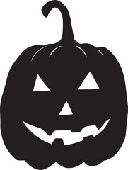 Black pumpkin silhouette with carved face halloween silhouette vector, black and white silhouette vector illustration