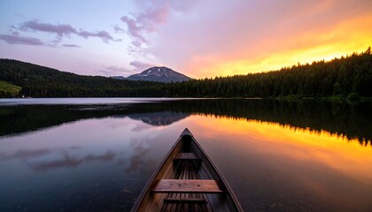 Calm lake at sunset