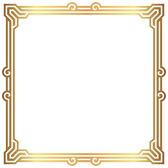 Elegant Golden Art Deco Frame with Intricate Geometric Details on Black Background for Vintage Charm and Timeless Appeal