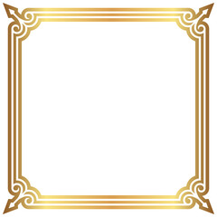 Ornate Golden Square Frame with Intricate Corner Details on Black Background