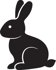 Black rabbit sitting animal mammal silhouette vector, black and white silhouette vector illustration