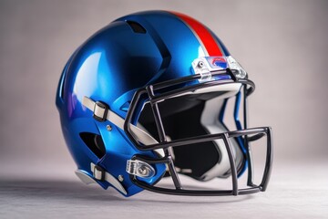 Fototapeta premium Football helmet displayed prominently on a simple background showcasing vibrant colors