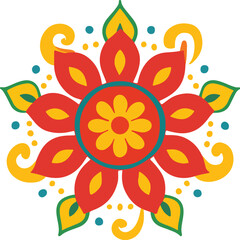 Vibrant Mandala Flower Pattern: Colorful Wall Art Decor for Home and Wellness Spaces