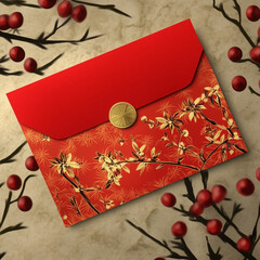 red envelope, new year, asian festival, illustration, background, cover, advertisement, card, pattern, celebration, gift, symbol