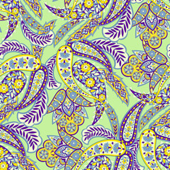 Paisley Floral oriental ethnic Pattern. Seamless Arabic Ornament. Ornamental motifs of the Indian fabric patterns